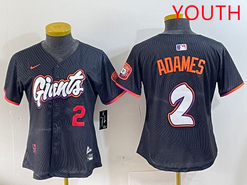 Youth San Francisco Giants #2 Adames Black Joint Name Nike 2025 MLB Jersey style 3